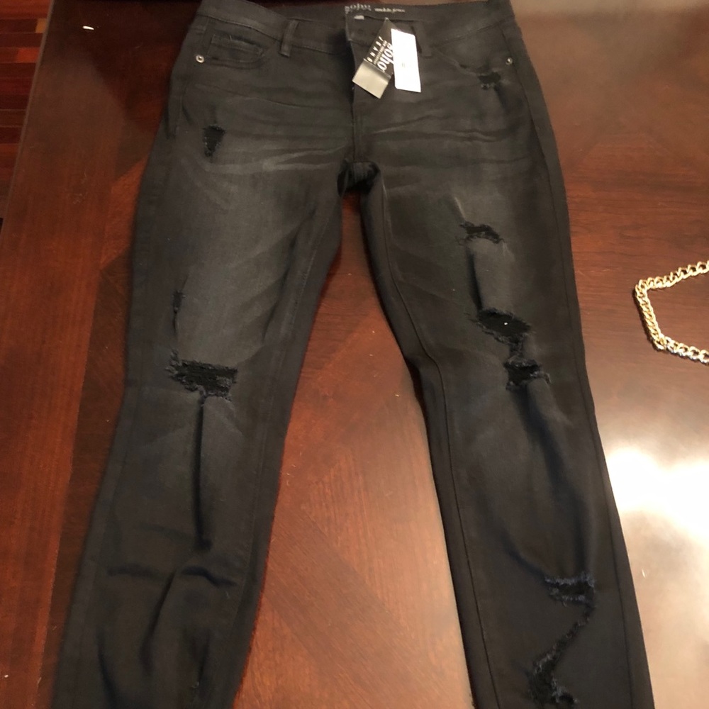 NWT Distressed Black Denim Soho